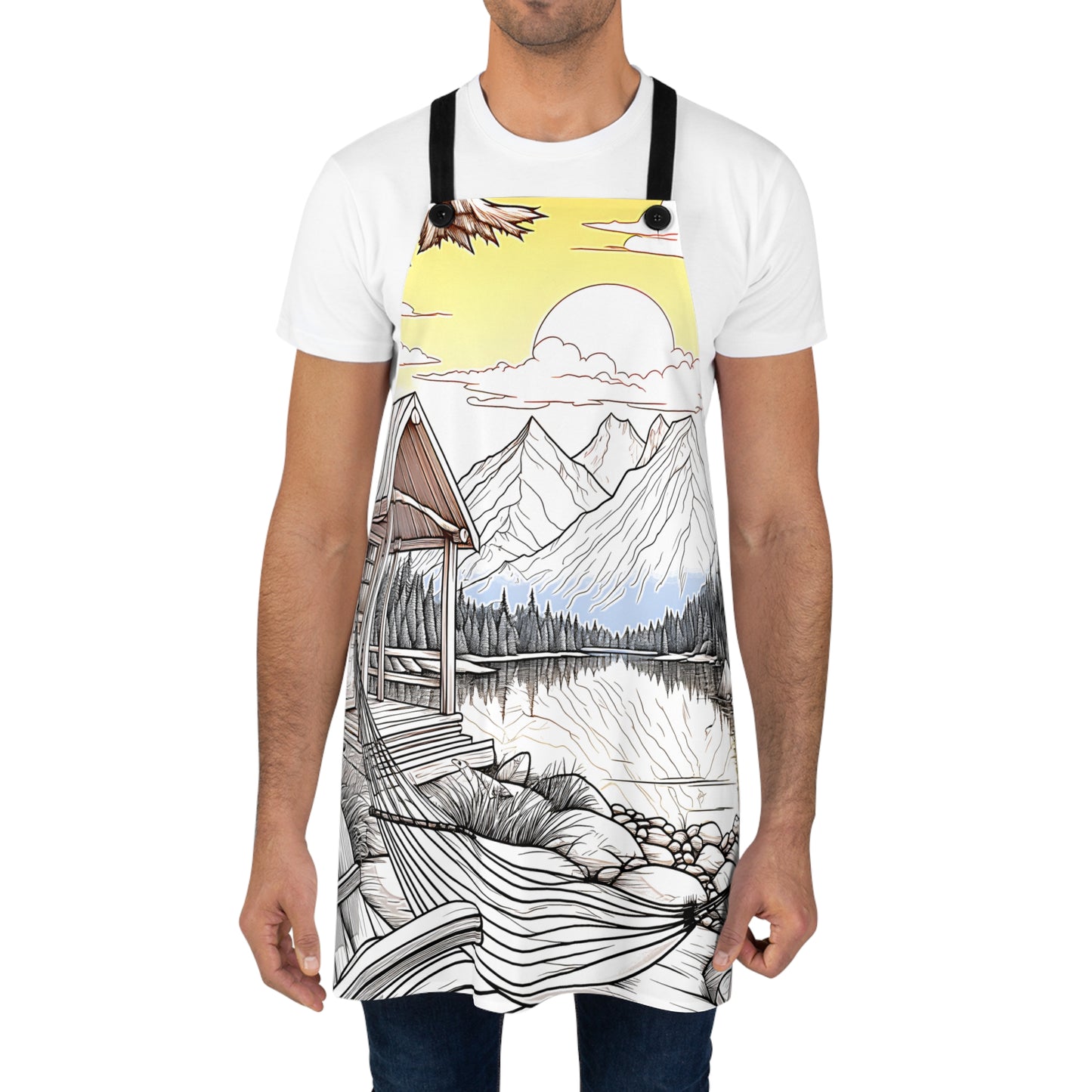 Apron Coloring Kit with 10 Fabric Markers - Mountain Cabin