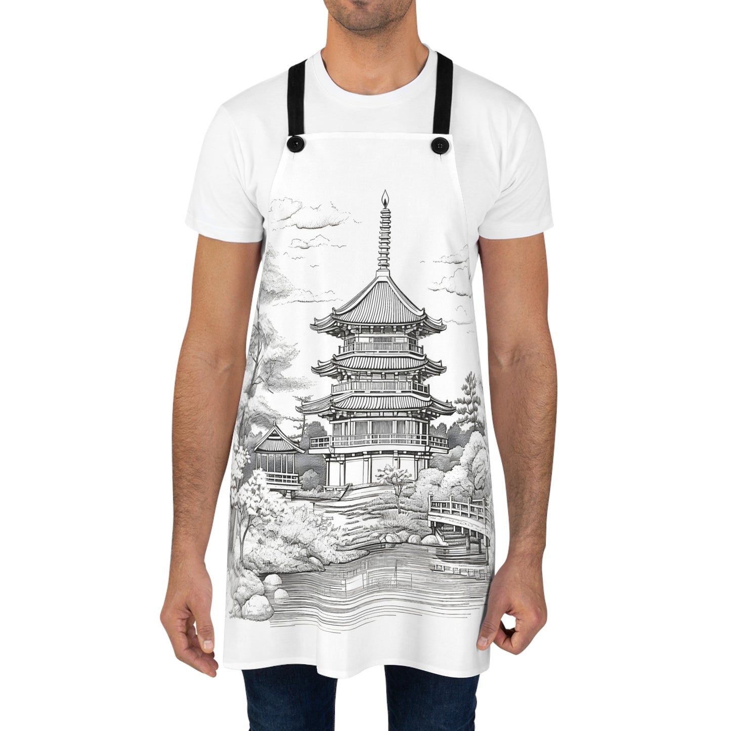 Apron Coloring Kit with 10 Fabric Markers - Japanese Pagoda