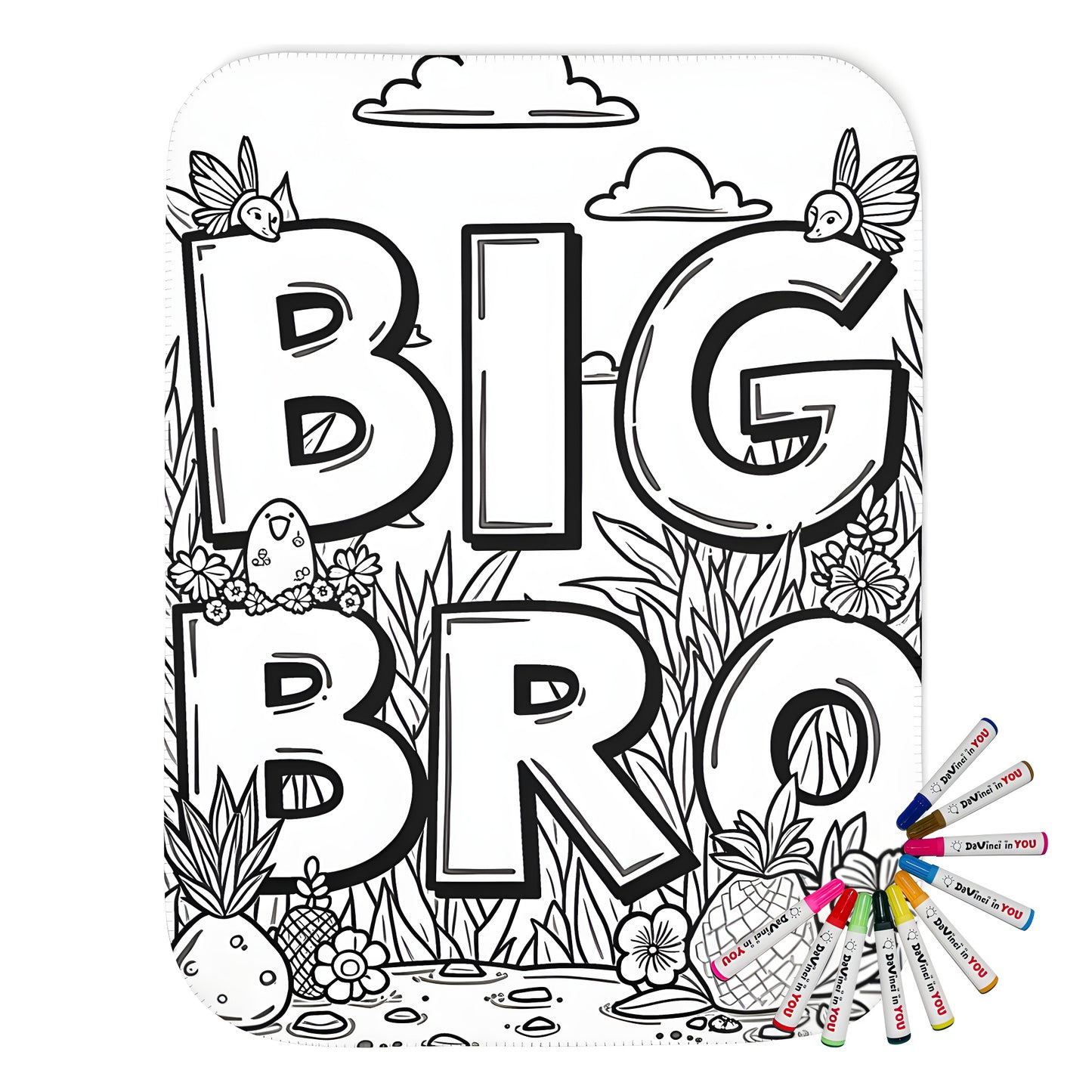 Blanket with Big Brother themed design featuring 'BIG BRO' and decorative elements