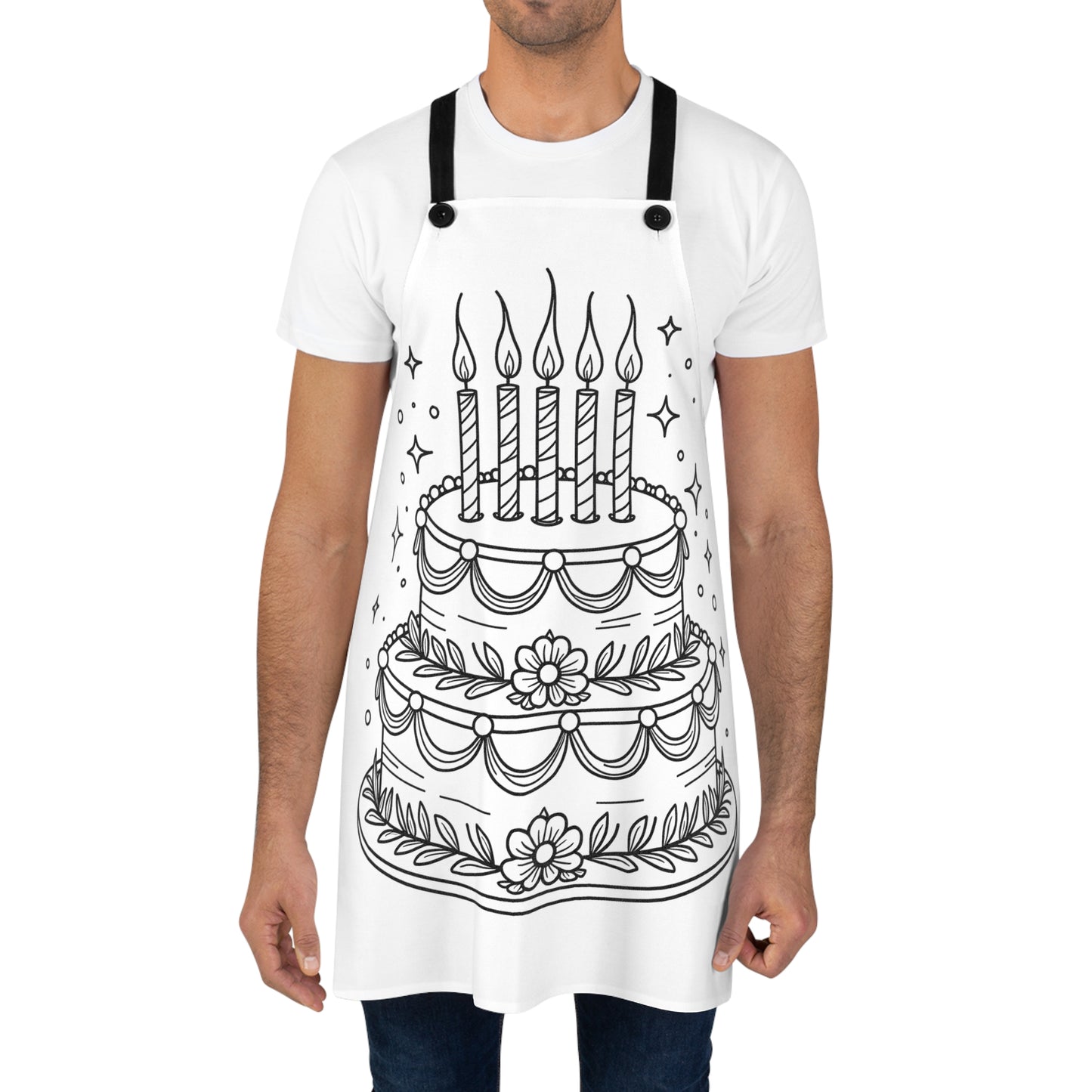 Apron Coloring Kit with 10 Fabric Markers - Birthday Cake