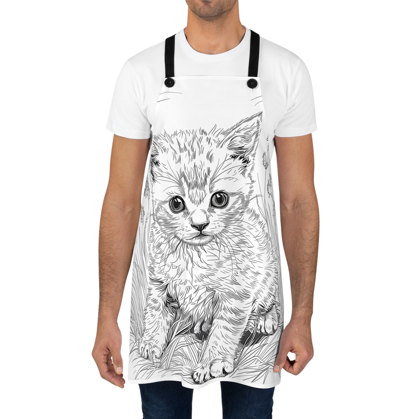 Apron Coloring Kit with 10 Fabric Markers - Kitten
