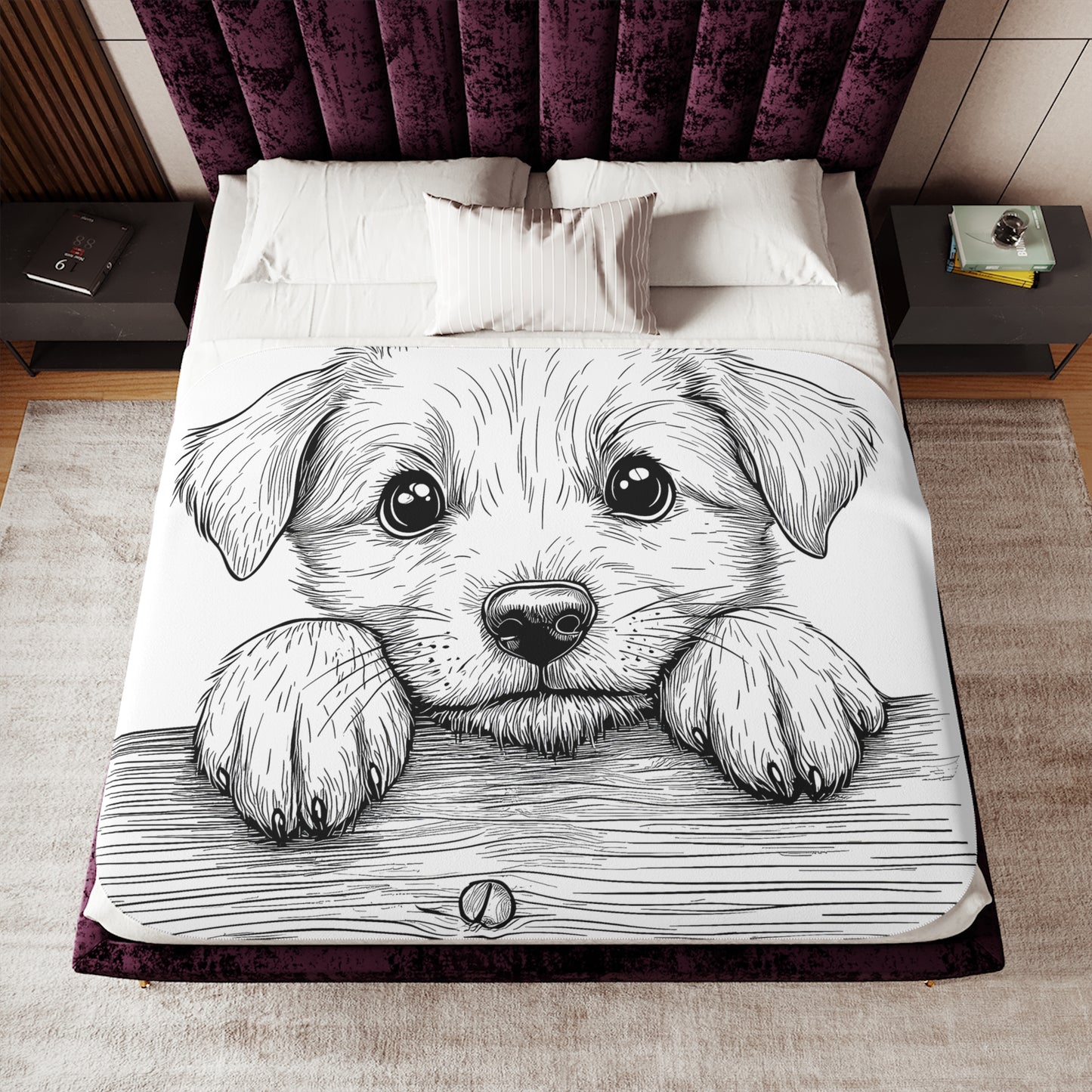 Blanket Coloring Kit with 10 Fabric Markers - Cute Puppy