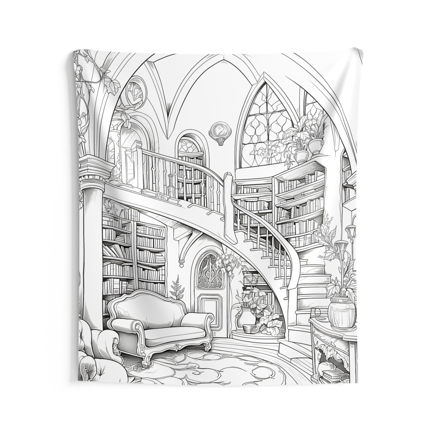 Indoor Wall Tapestries Coloring Kit with 10 Fabric Markers - Library