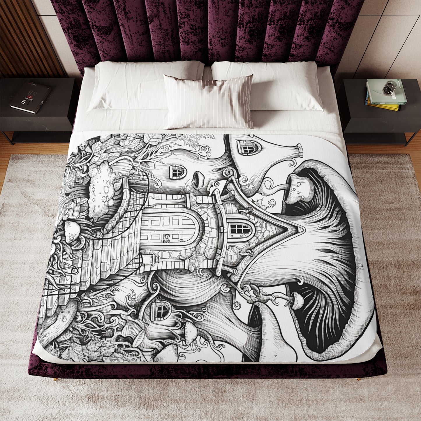 Blanket Coloring Kit with 10 Fabric Markers - Mushroom House