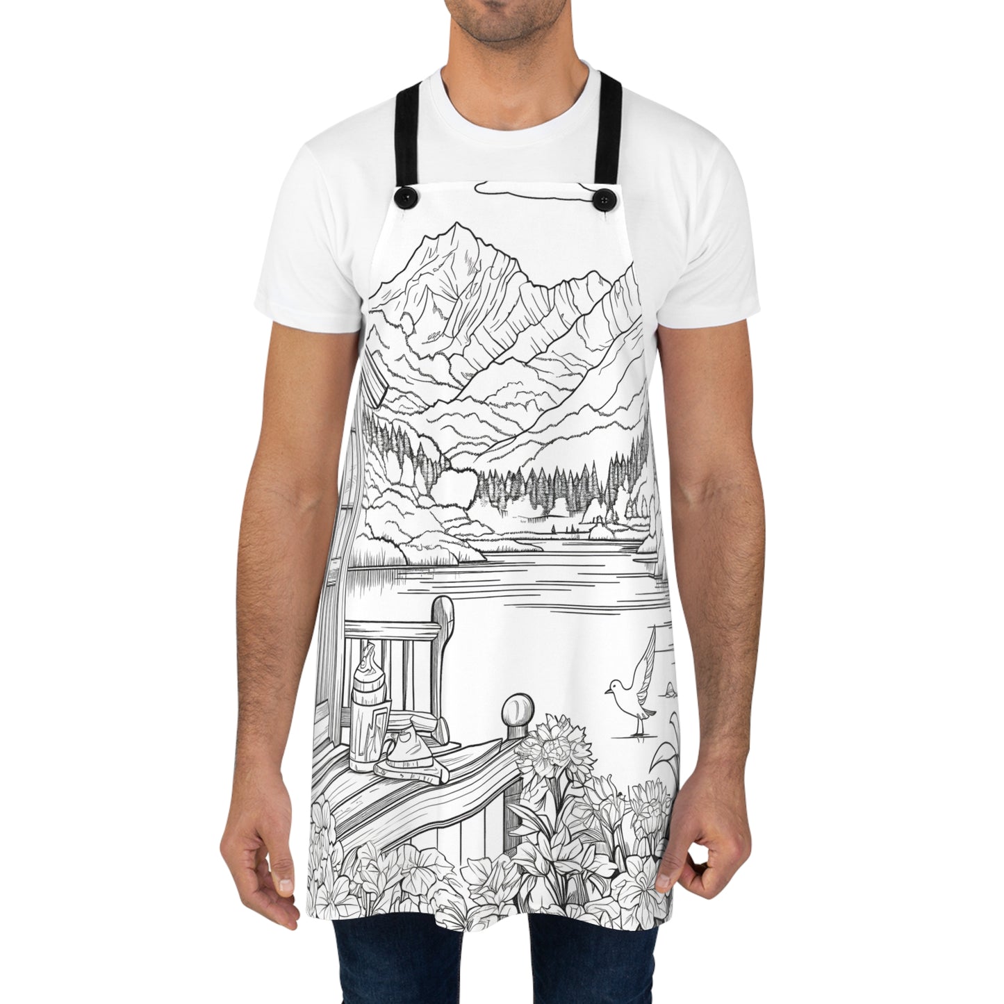Apron Coloring Kit with 10 Fabric Markers - Mountain Scenery