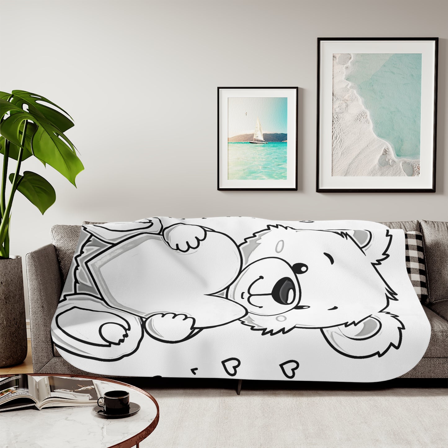 Blanket Coloring Kit with 10 Fabric Markers - Bear with Heart