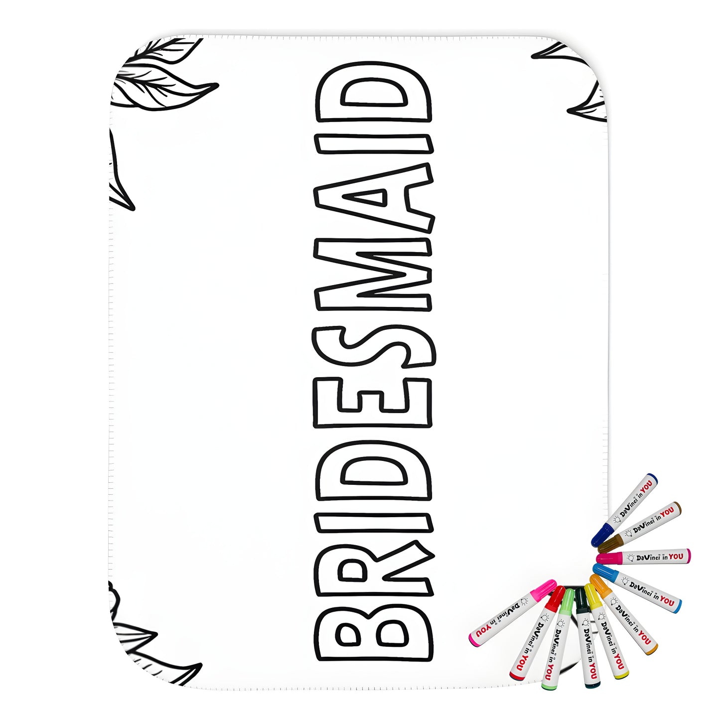 Cozy Blanket with Bridesmaid-themed design featuring beautiful floral patterns and 'Bridesmaid' word in black and white