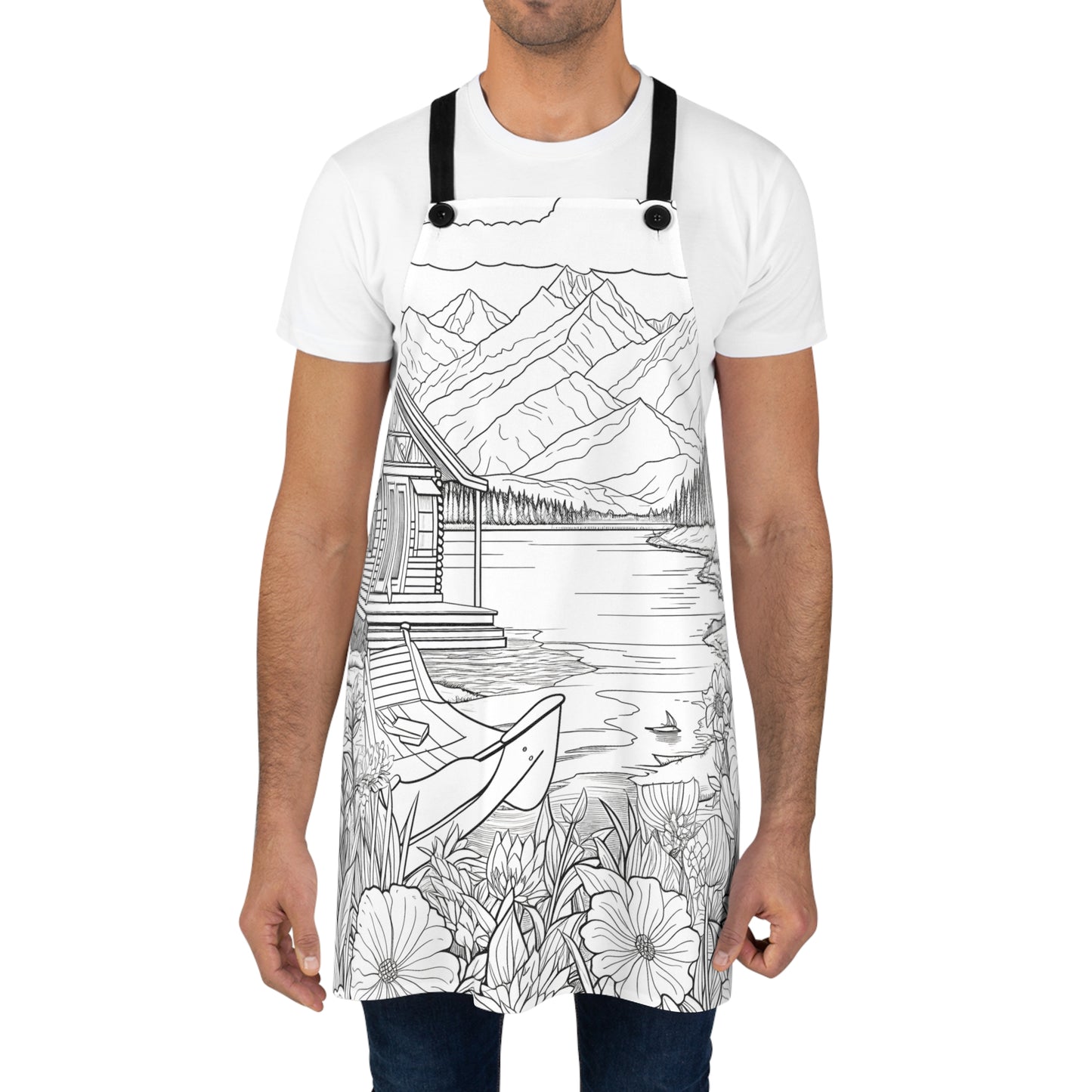 Apron Coloring Kit with 10 Fabric Markers - Mountain Retreat