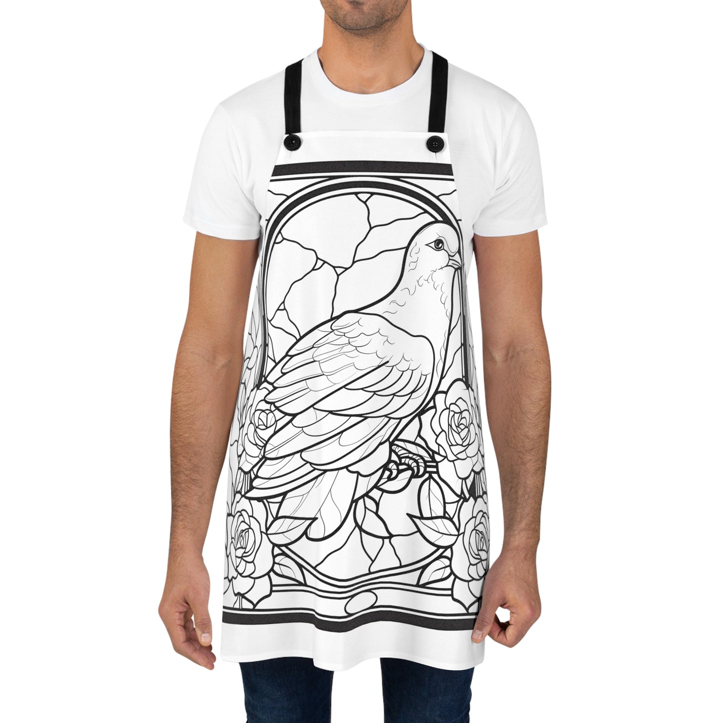 Apron Coloring Kit with 10 Fabric Markers - Stained Glass Bird