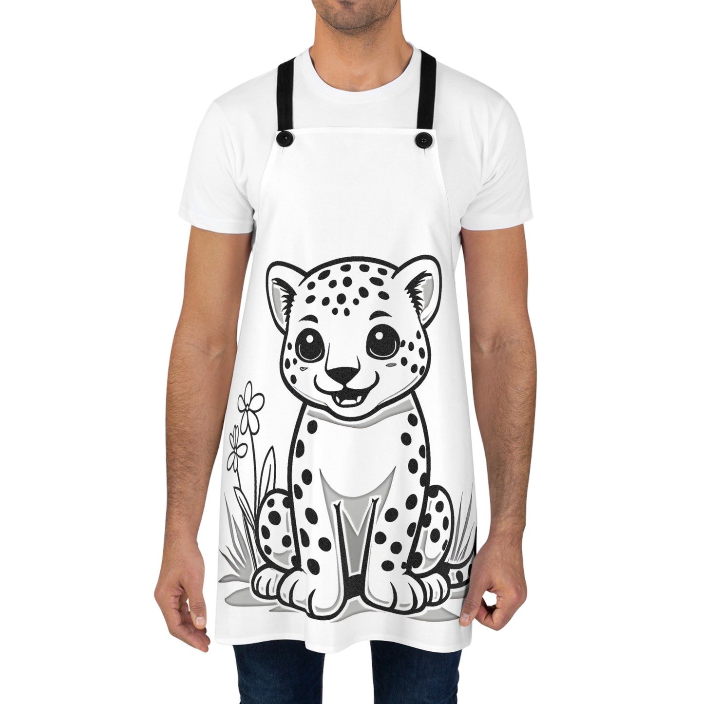 Apron Coloring Kit with 10 Fabric Markers - Cute Leopard