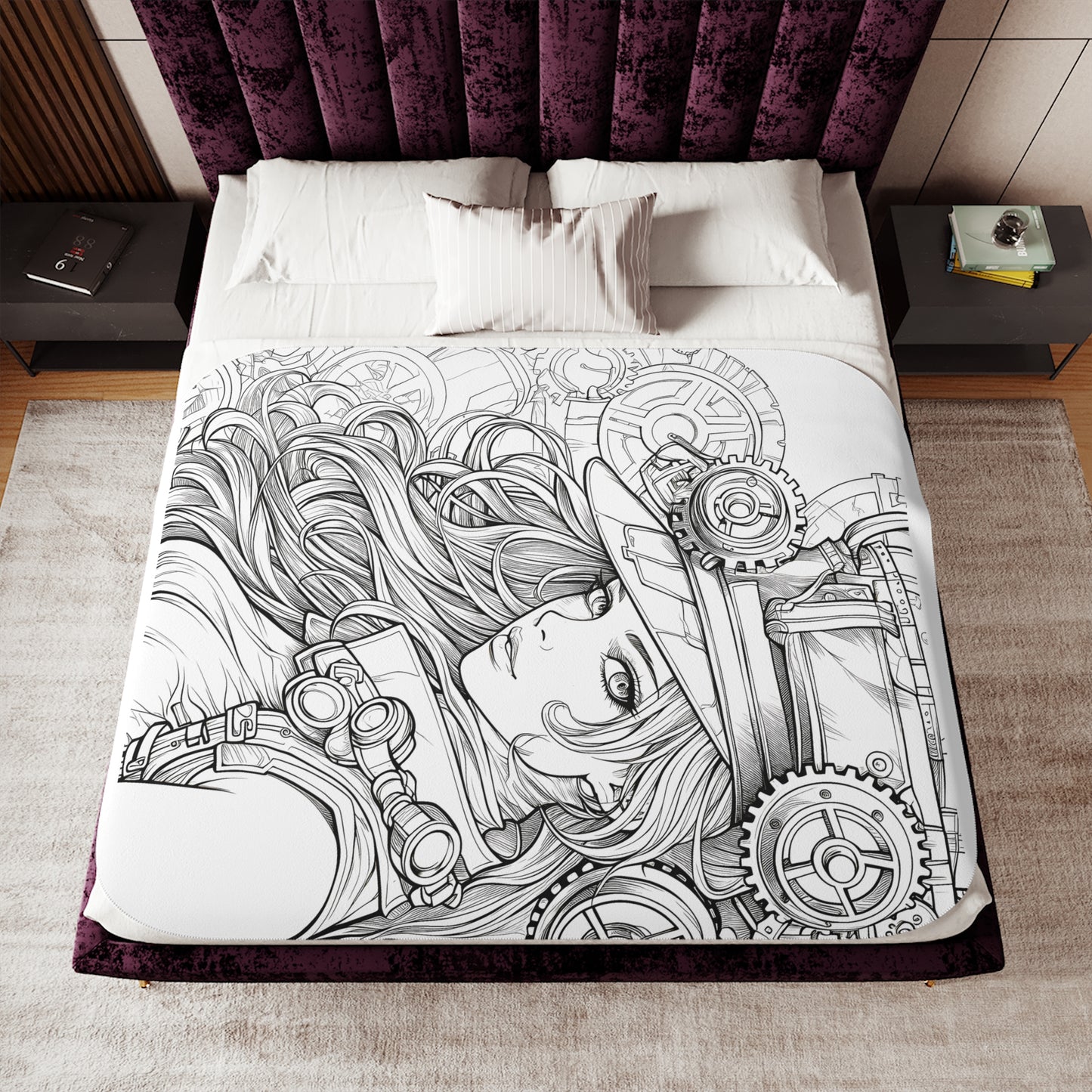 Blanket Coloring Kit with 10 Fabric Markers - Steampunk Girl