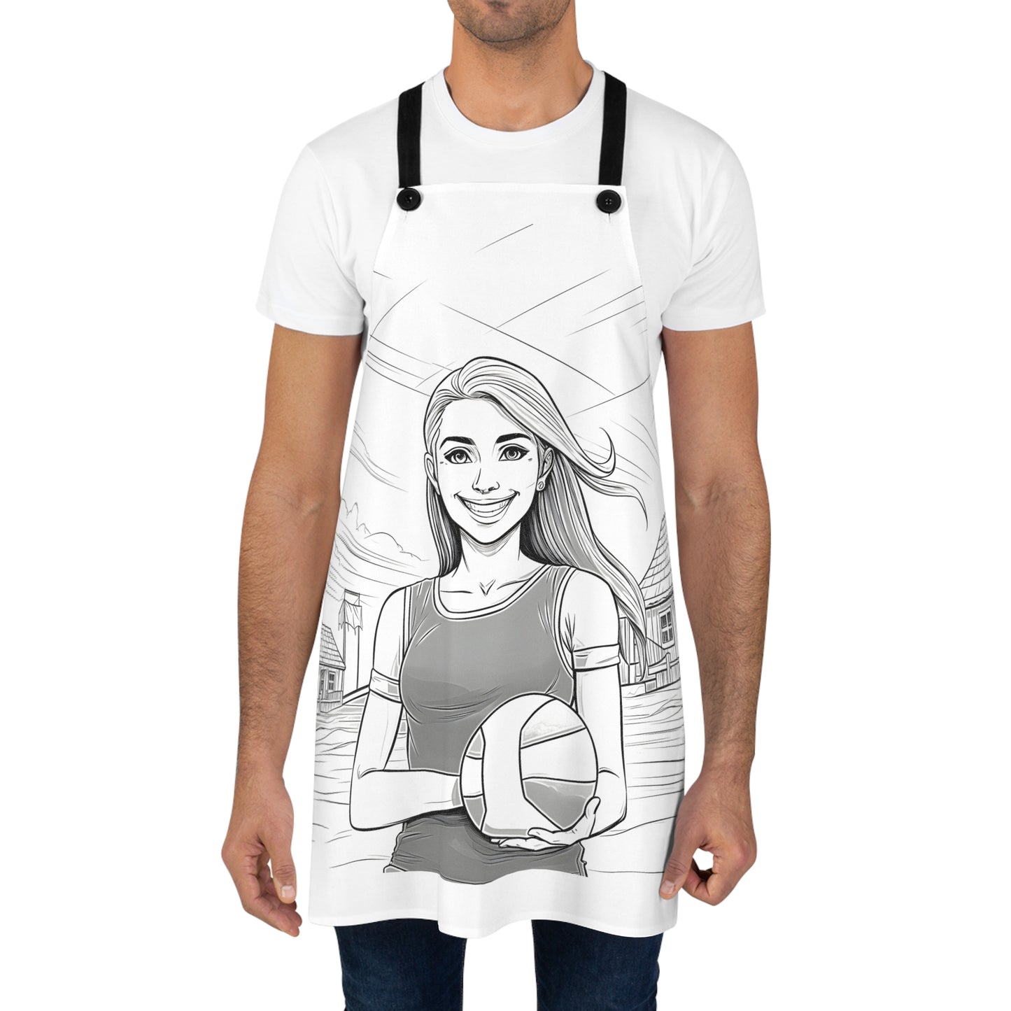 Apron Coloring Kit with 10 Fabric Markers - Volleyball