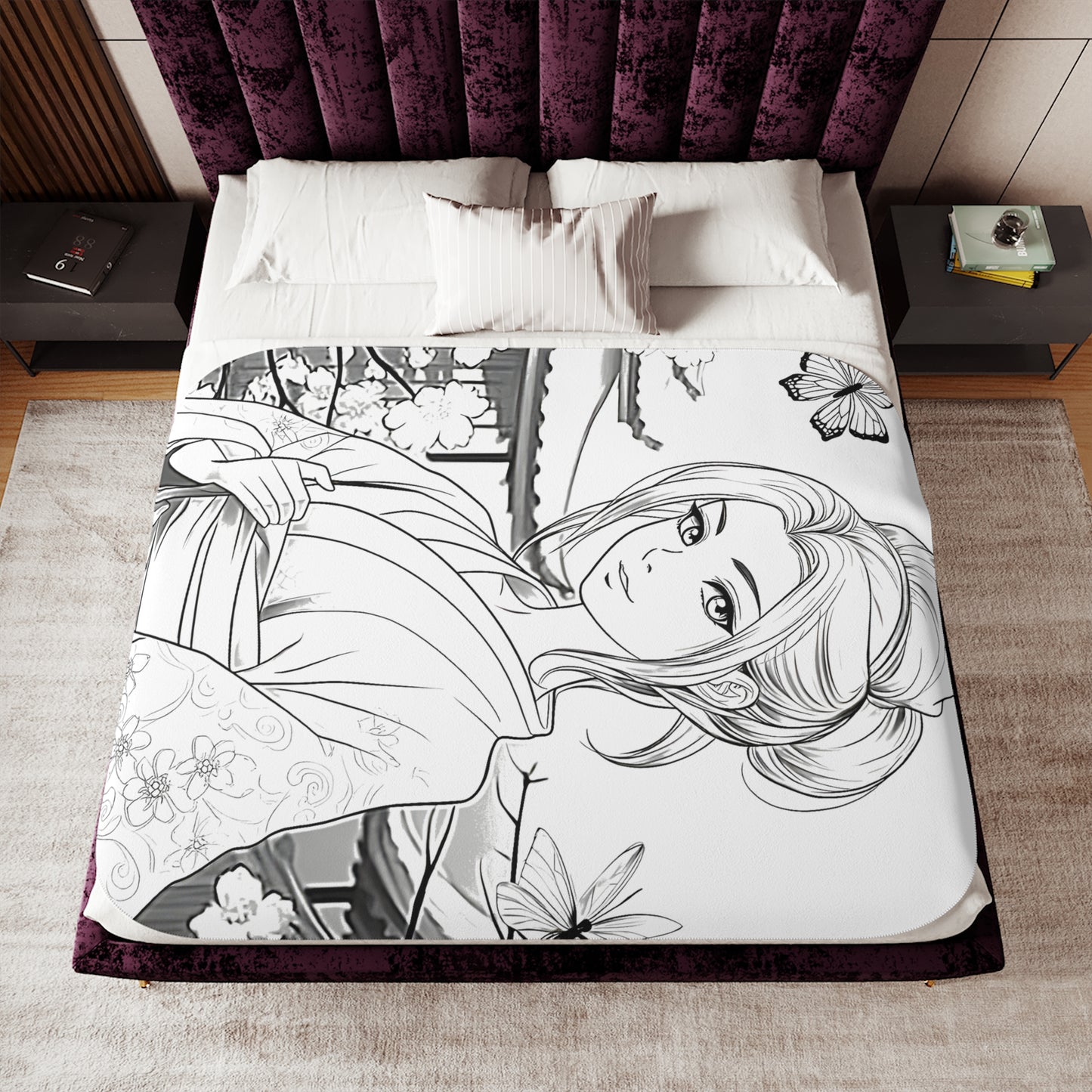 Blanket Coloring Kit with 10 Fabric Markers - Japanese Culture