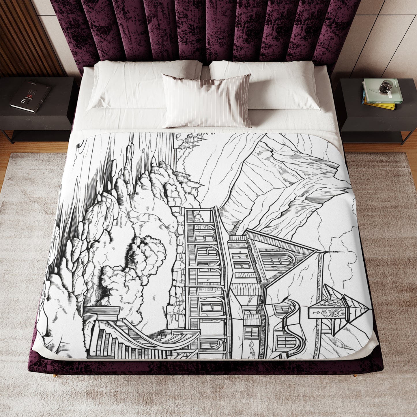 Blanket Coloring Kit with 10 Fabric Markers - Mountain Cabin