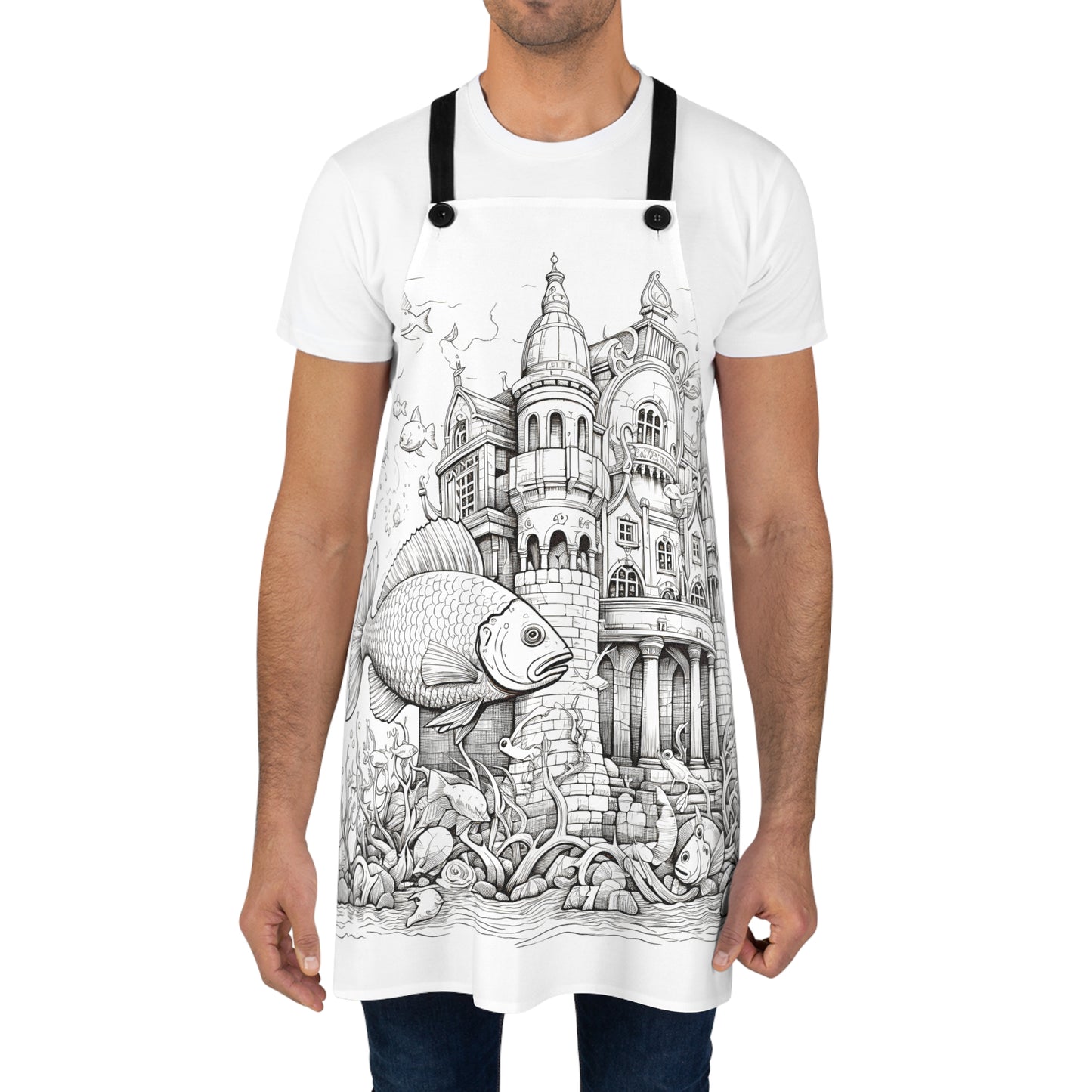 Apron Coloring Kit with 10 Fabric Markers - Fish and Castle