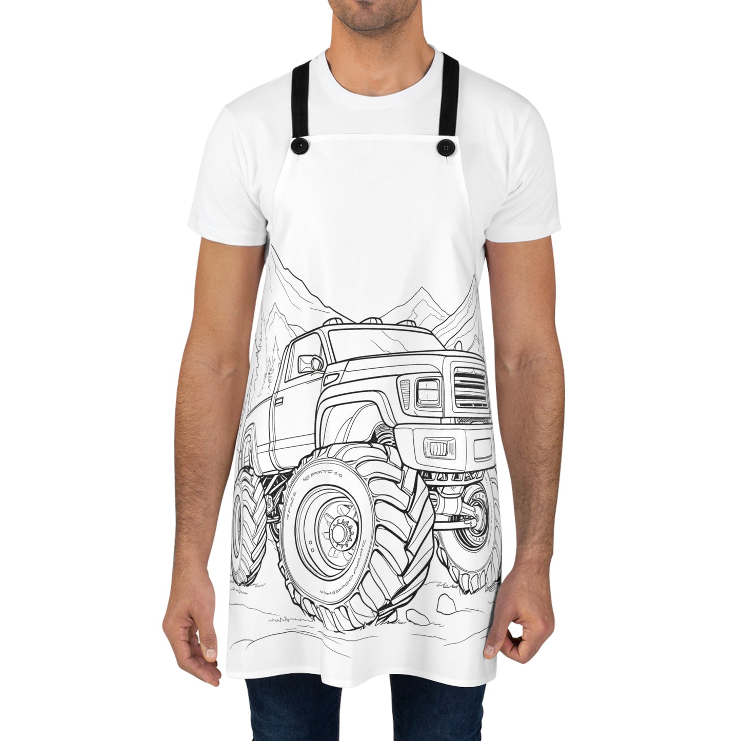 Apron Coloring Kit with 10 Fabric Markers - Off-roading Monster Truck