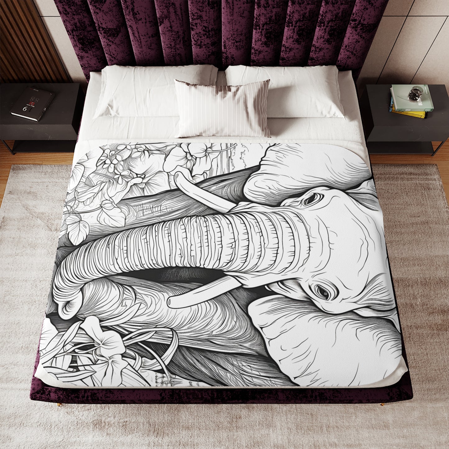 Blanket Coloring Kit with 10 Fabric Markers - Elephant in Nature