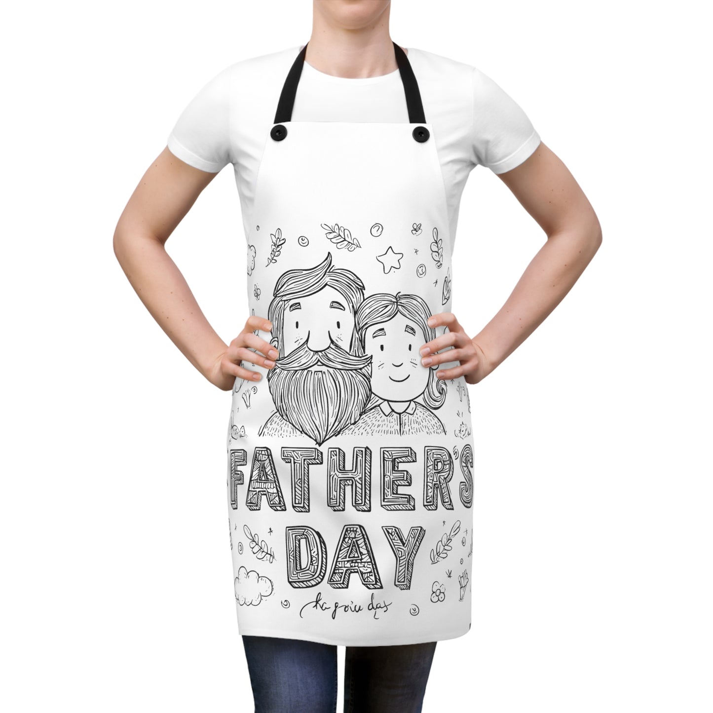 Apron Coloring Kit with 10 Fabric Markers - Father and Child Drawing