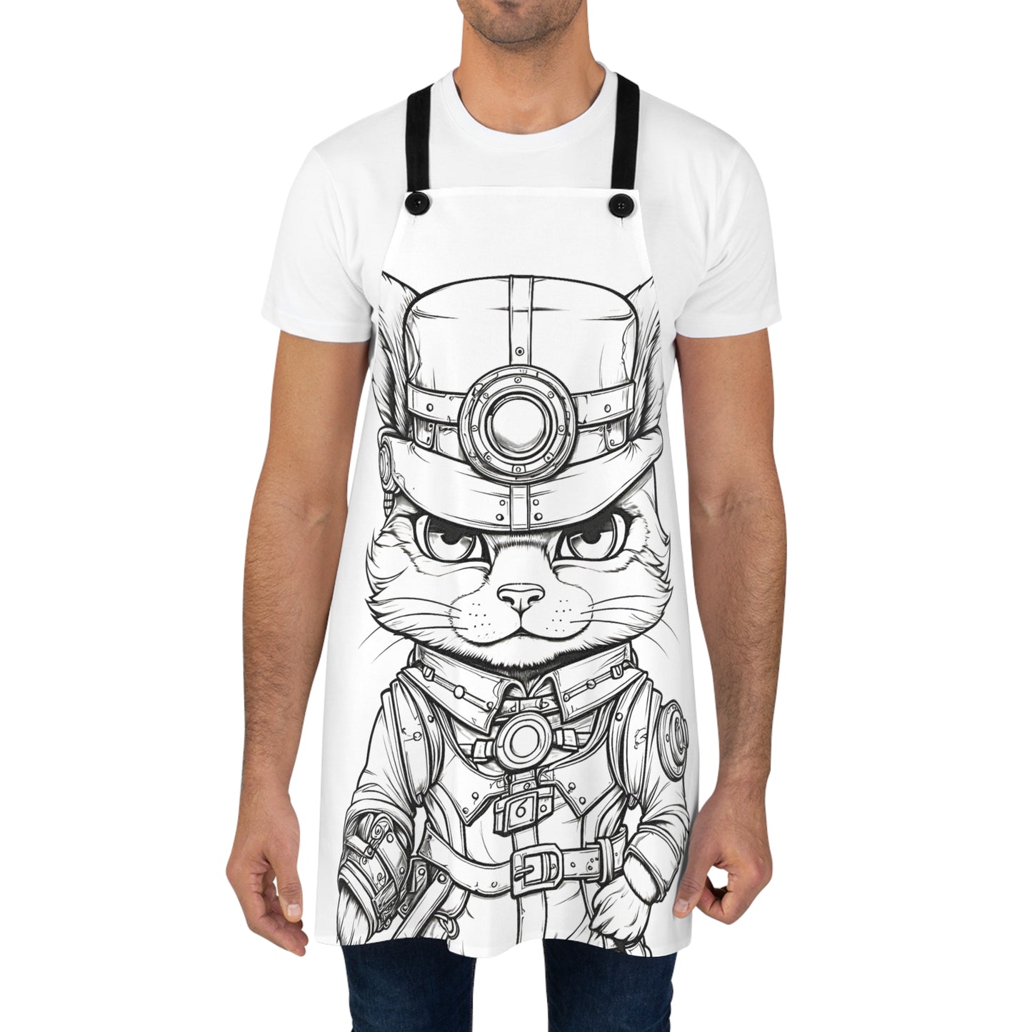 Apron Coloring Kit with 10 Fabric Markers - Adventurer Cat