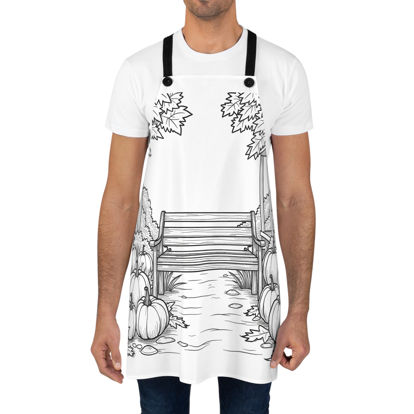 Apron Coloring Kit with 10 Fabric Markers - Bench and Pumpkins