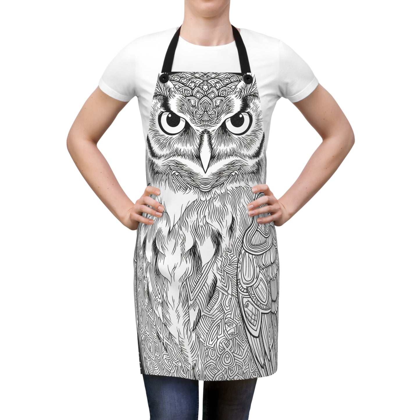 Apron Coloring Kit with 10 Fabric Markers - Intricate Owl Design