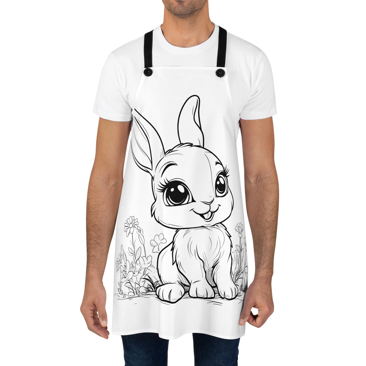 Apron Coloring Kit with 10 Fabric Markers - Cute Bunny