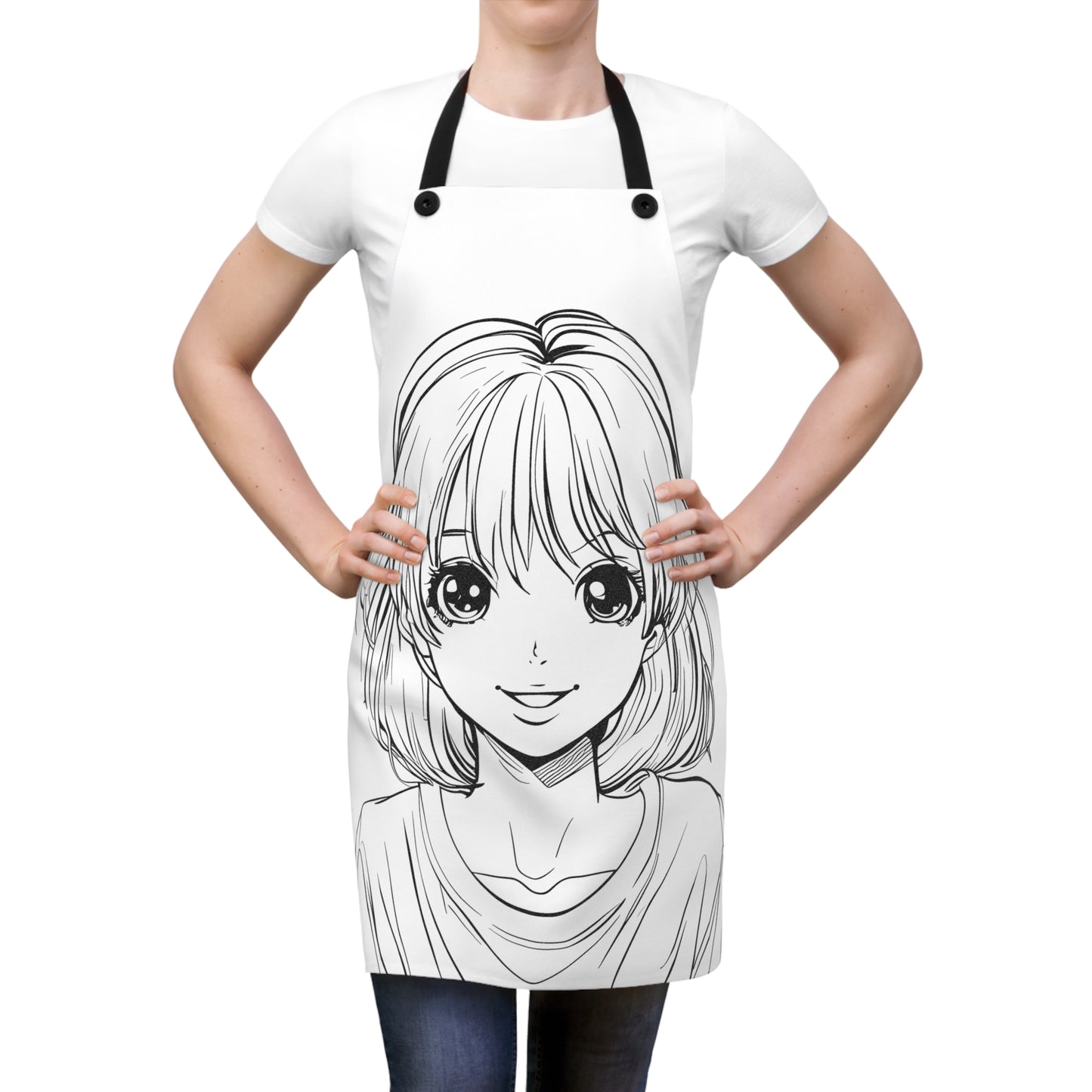 Apron Coloring Kit with 10 Fabric Markers - Anime Girl