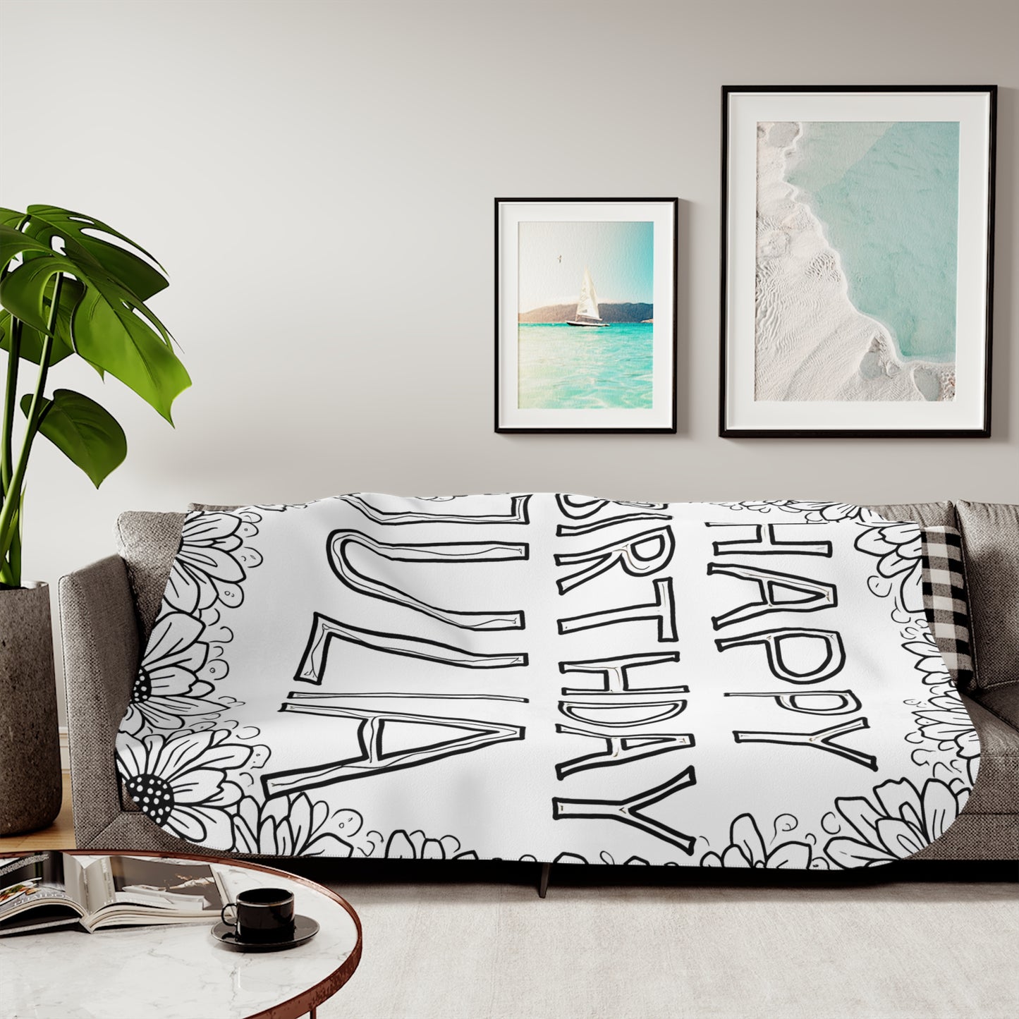 Blanket Coloring Kit with 10 Fabric Markers - Birthday Greeting