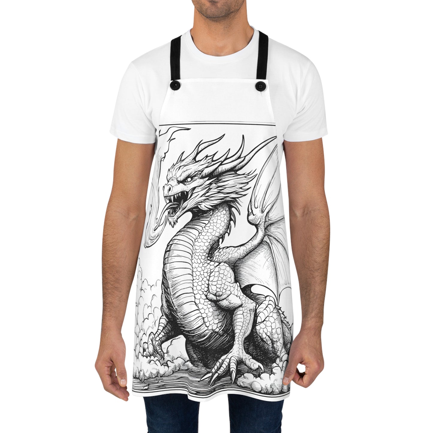 Apron Coloring Kit with 10 Fabric Markers - Fire-breathing Dragon