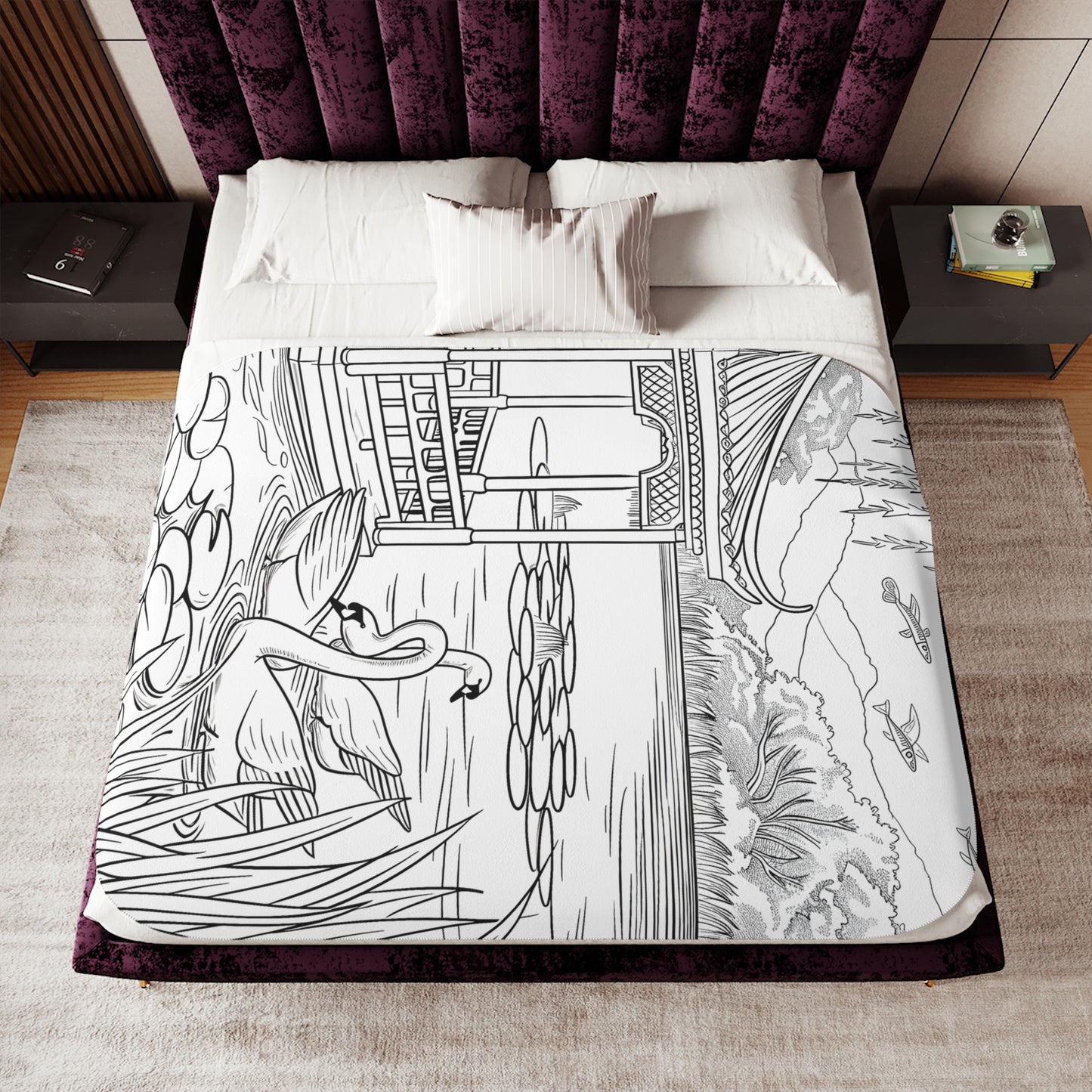 Blanket Coloring Kit with 10 Fabric Markers - Serene Lake