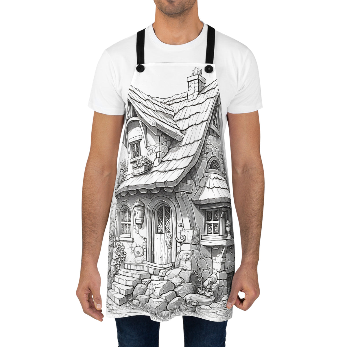 Apron Coloring Kit with 10 Fabric Markers - Fairy Tale Cottage