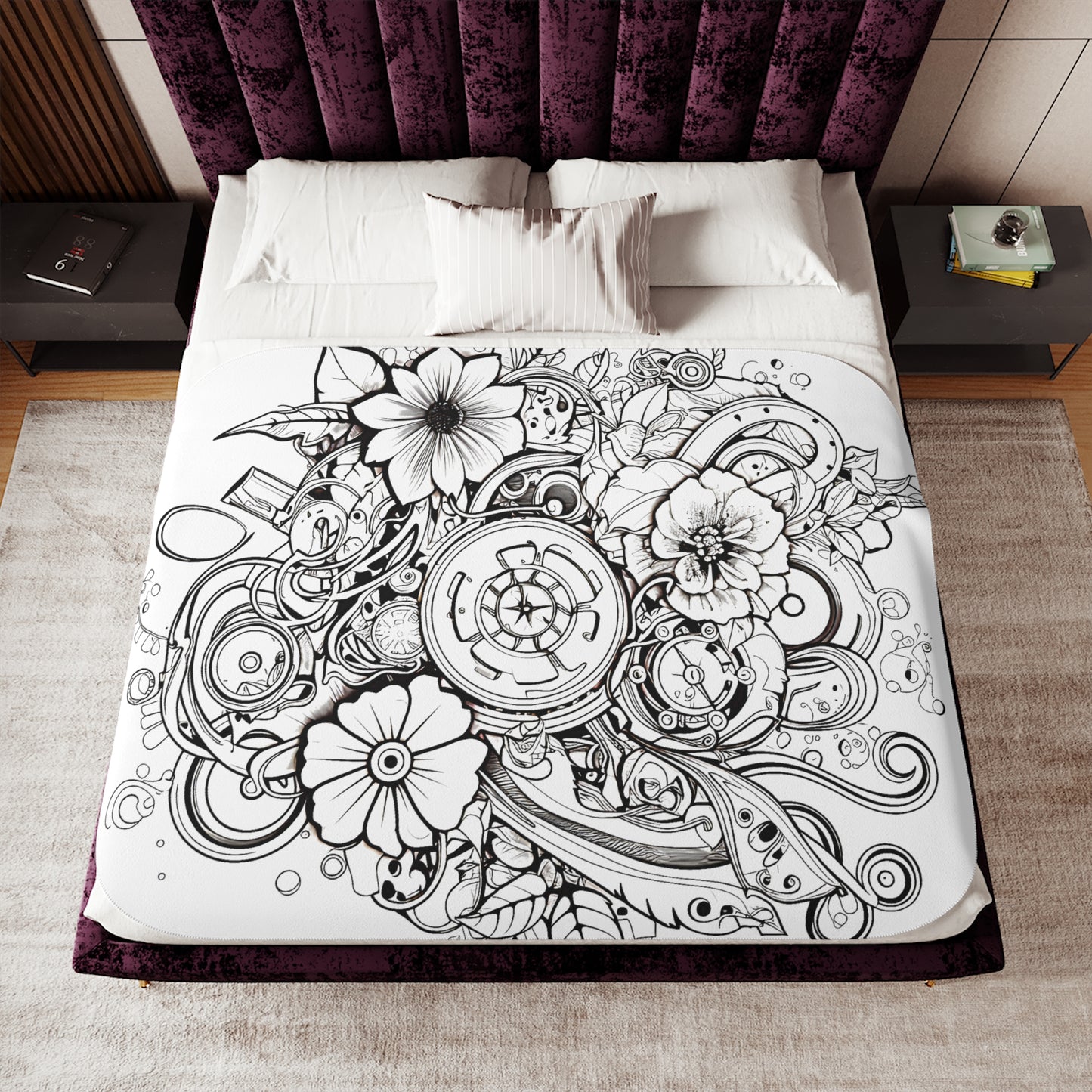 Blanket Coloring Kit with 10 Fabric Markers - Floral Design