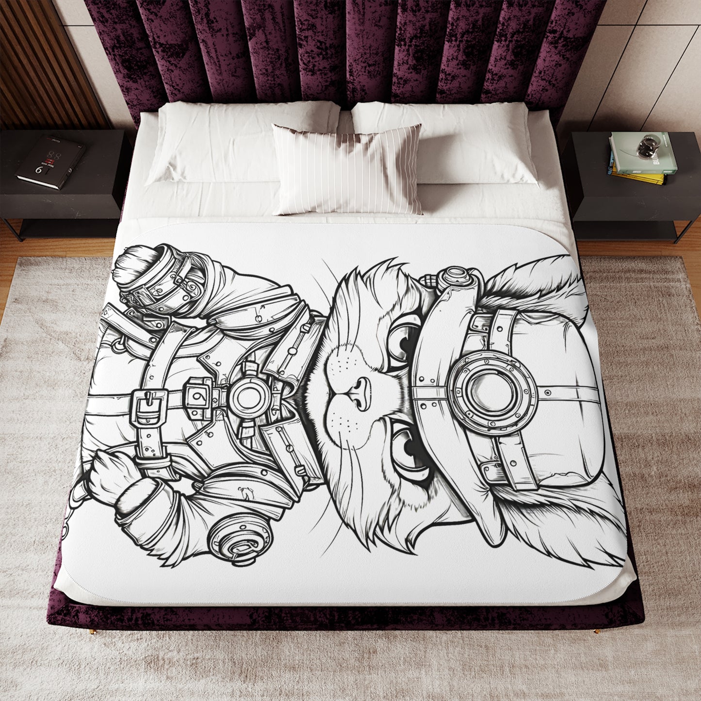 Blanket Coloring Kit with 10 Fabric Markers - Adventurer Cat