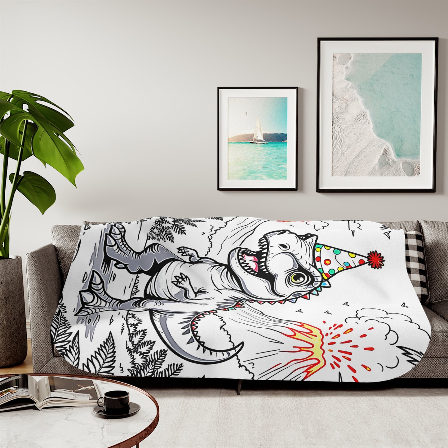 Blanket Colorful Graphic Design - Dinosaur Party