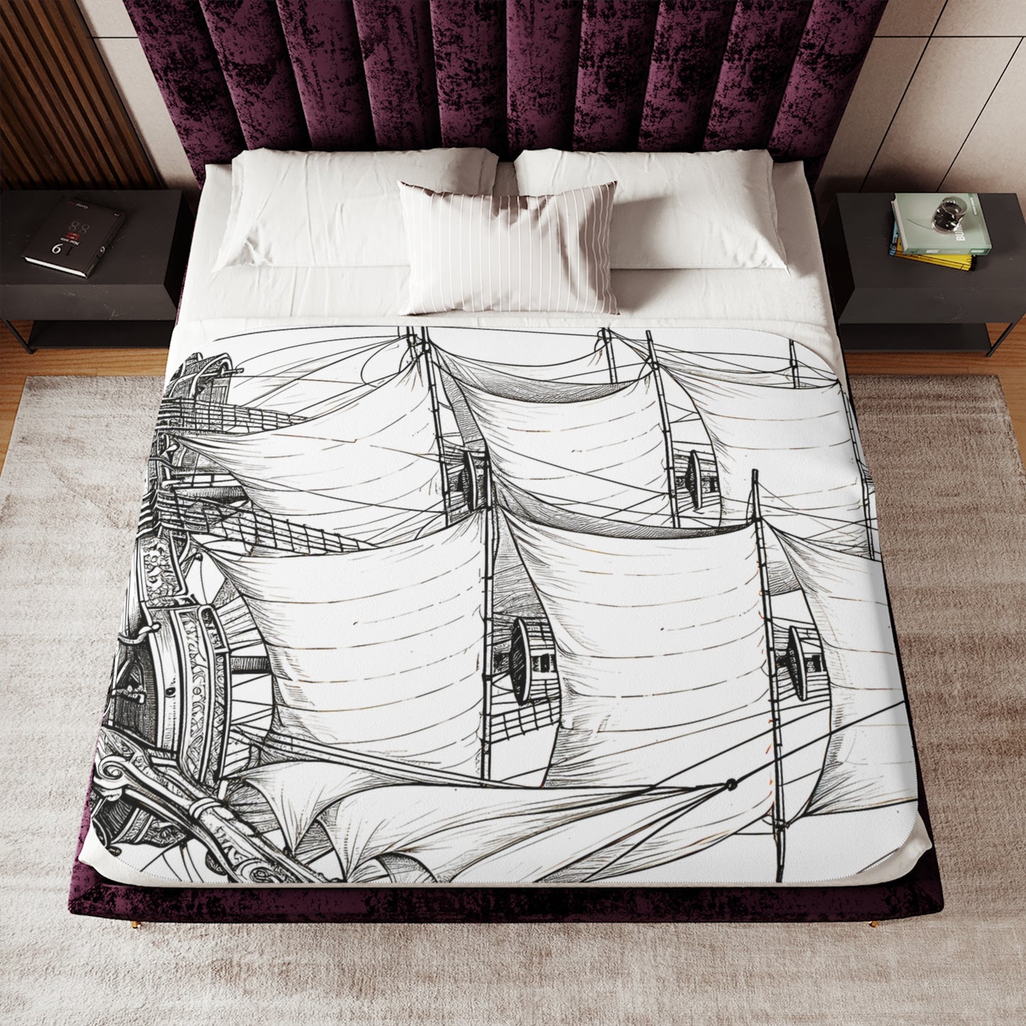 Blanket Coloring Kit with 10 Fabric Markers - Sailing Ship