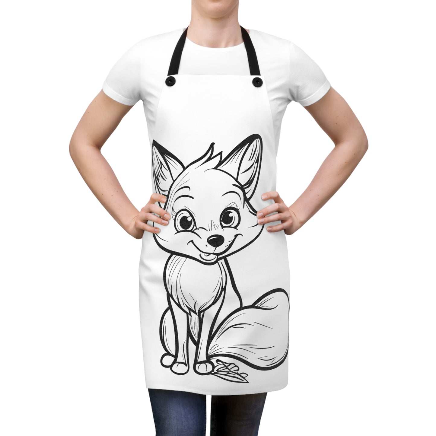 Apron Coloring Kit with 10 Fabric Markers - Cute Fox