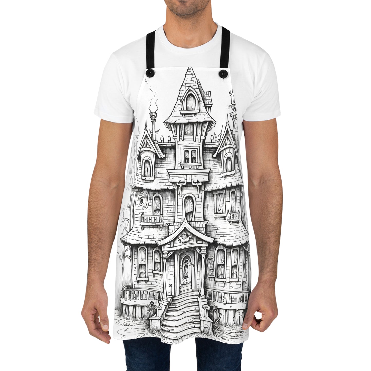 Apron Coloring Kit with 10 Fabric Markers - Spooky Mansion