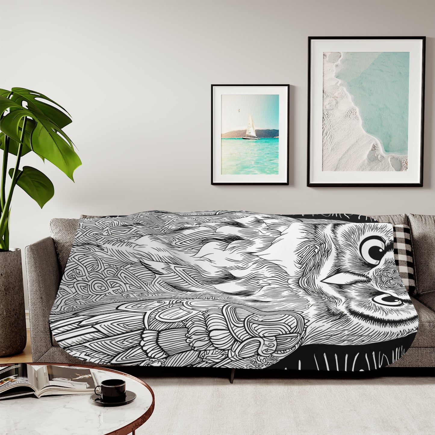 Blanket Coloring Kit with 10 Fabric Markers - Intricate Owl Design