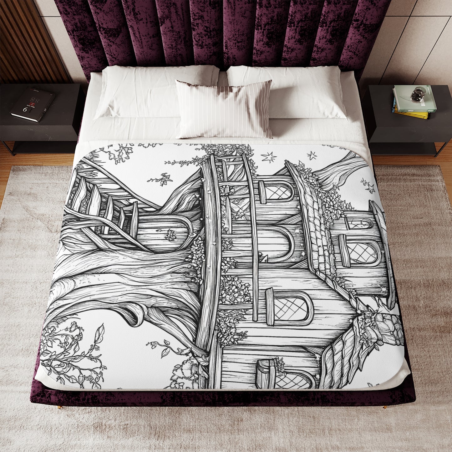 Blanket Coloring Kit with 10 Fabric Markers - Magical Treehouse