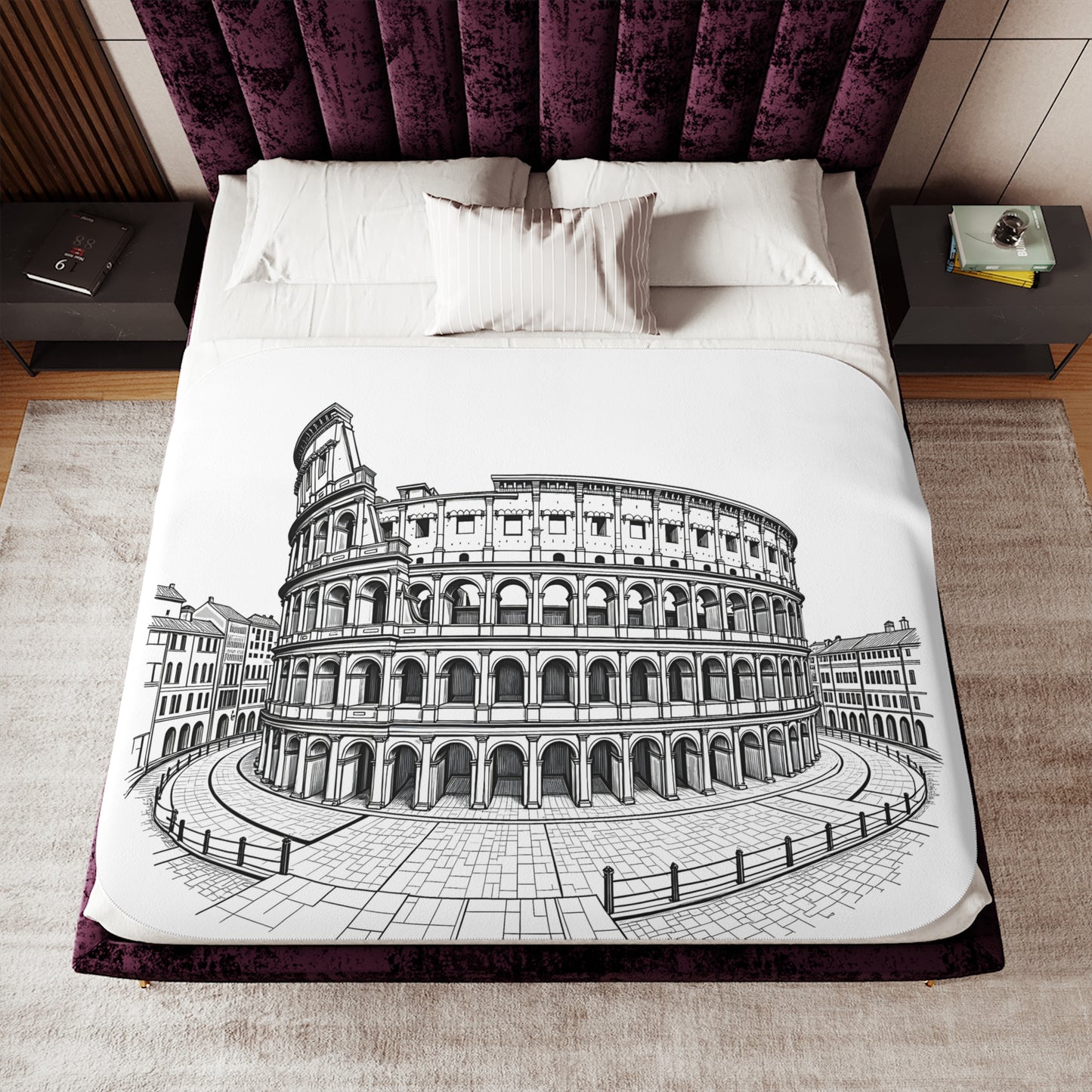 Blanket Coloring Kit with 10 Fabric Markers - Ancient Architecture