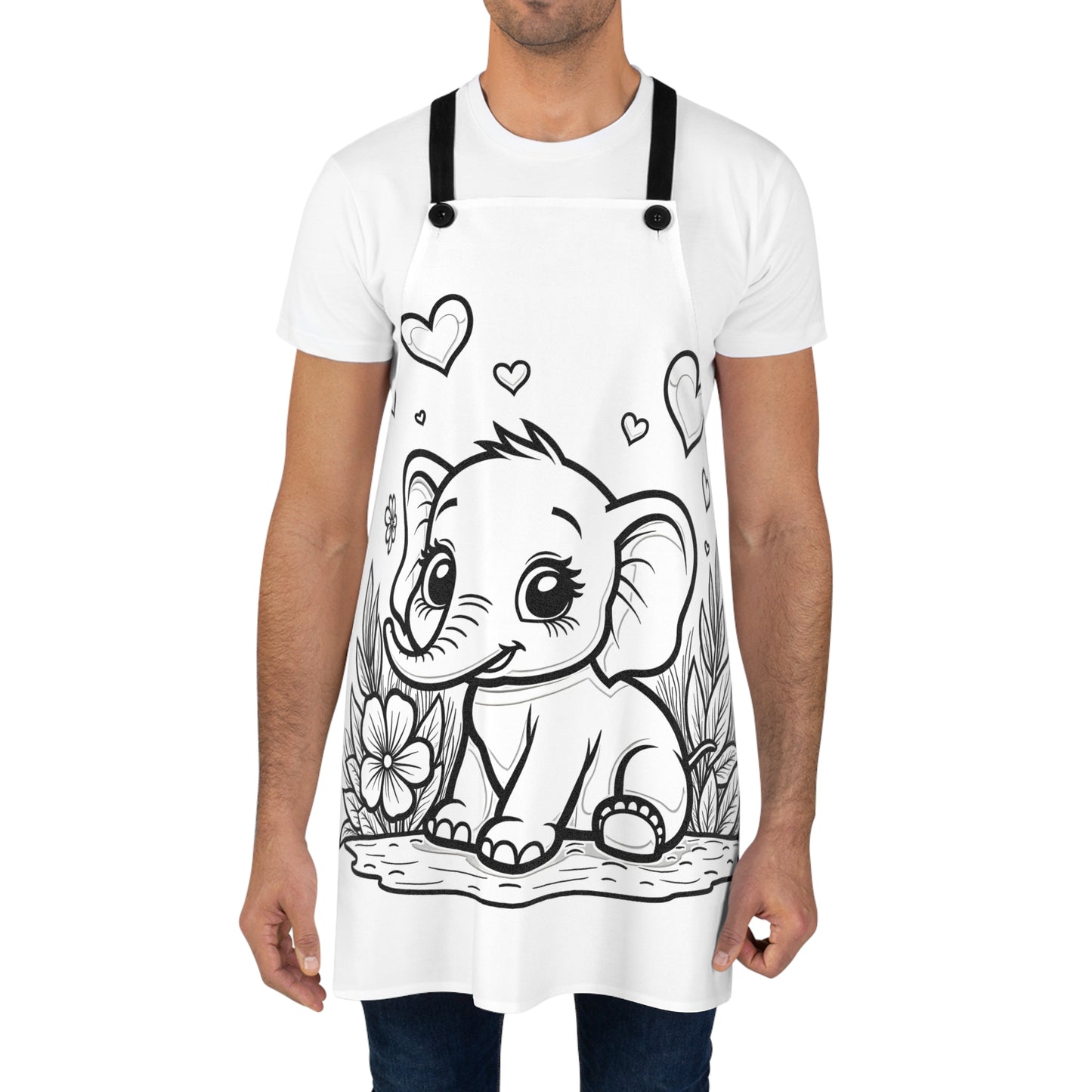 Apron Coloring Kit with 10 Fabric Markers - Cute Elephant