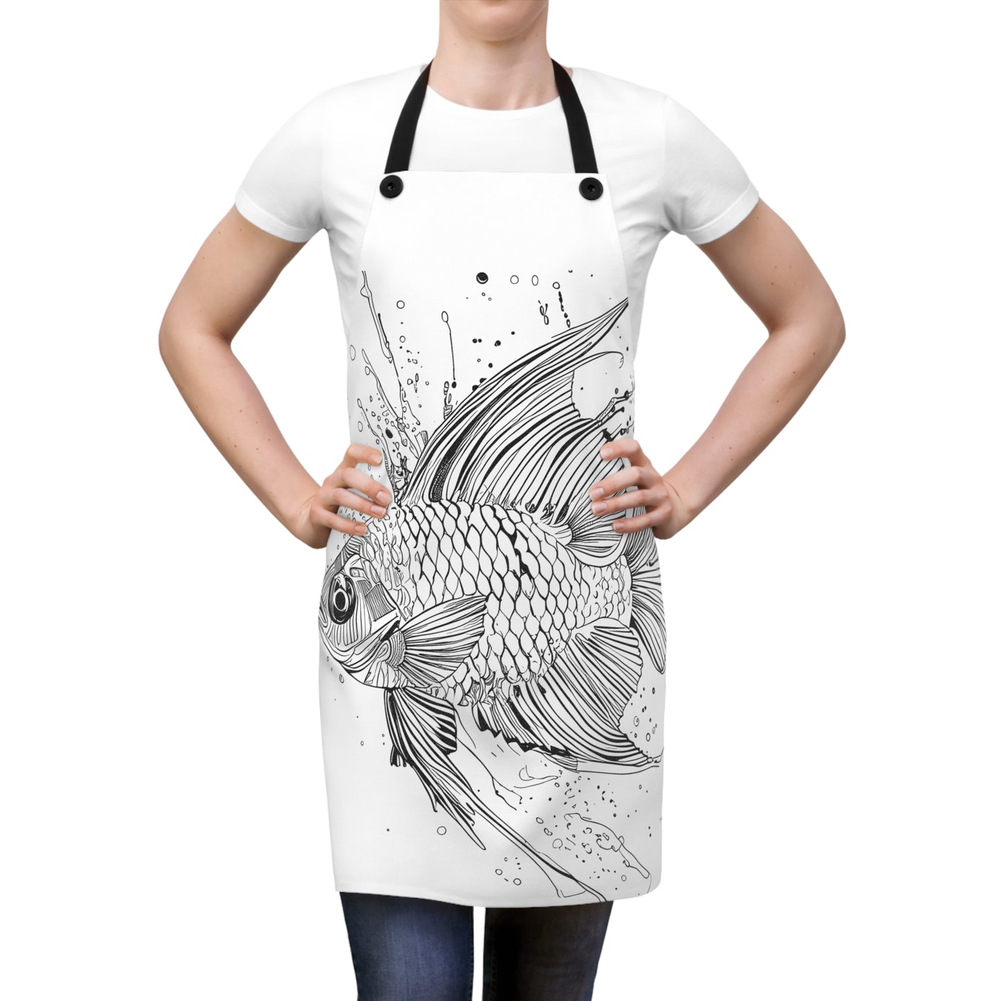 Apron Coloring Kit with 10 Fabric Markers - Detailed Fish