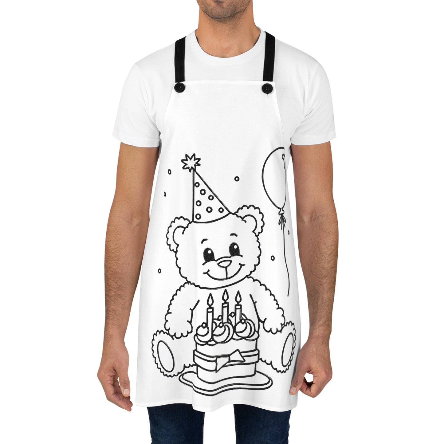 Apron Coloring Kit with 10 Fabric Markers - Birthday Bear