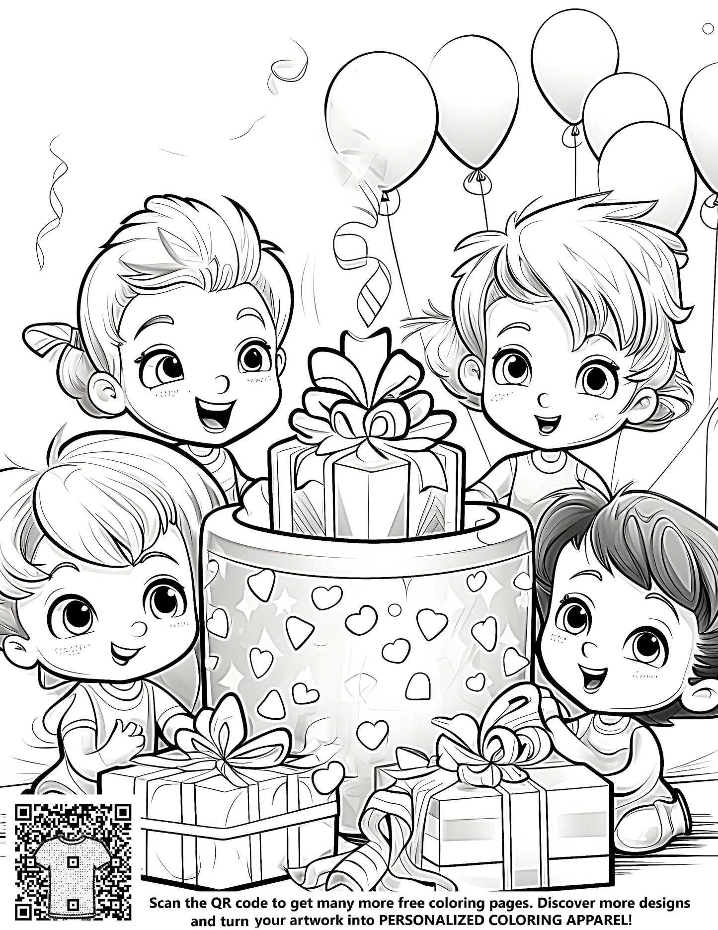 Coloring pages for kids, birthday party coloring book, kids art supplies, free printable coloring book, child-friendly party decorations