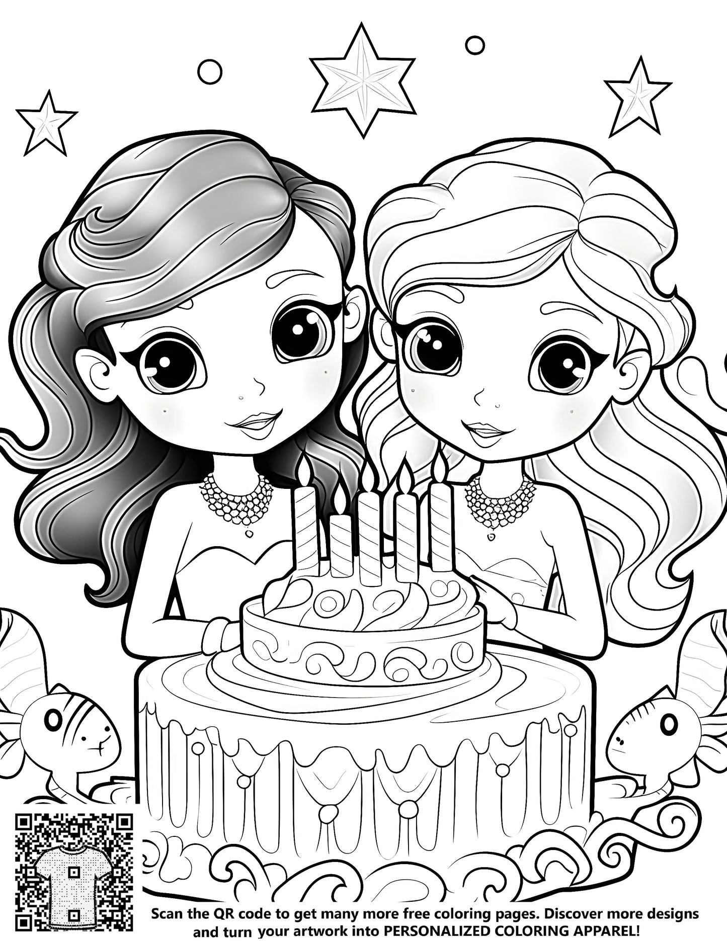 Birthday party coloring pages, free coloring book for kids, fun birthday girl images
