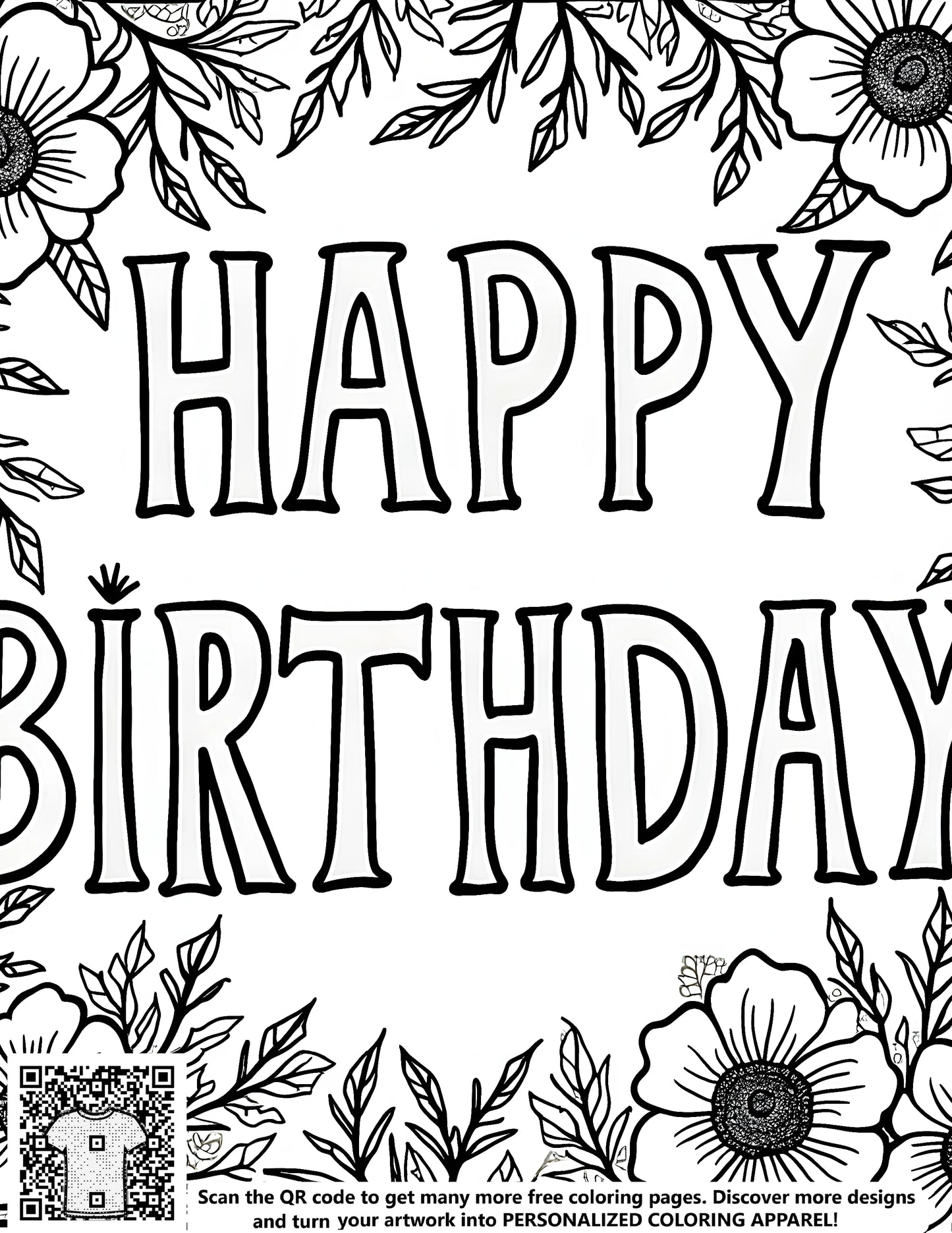 Birthday coloring page kit free printable art supplies gift idea for kids adults Happy birthday card designs