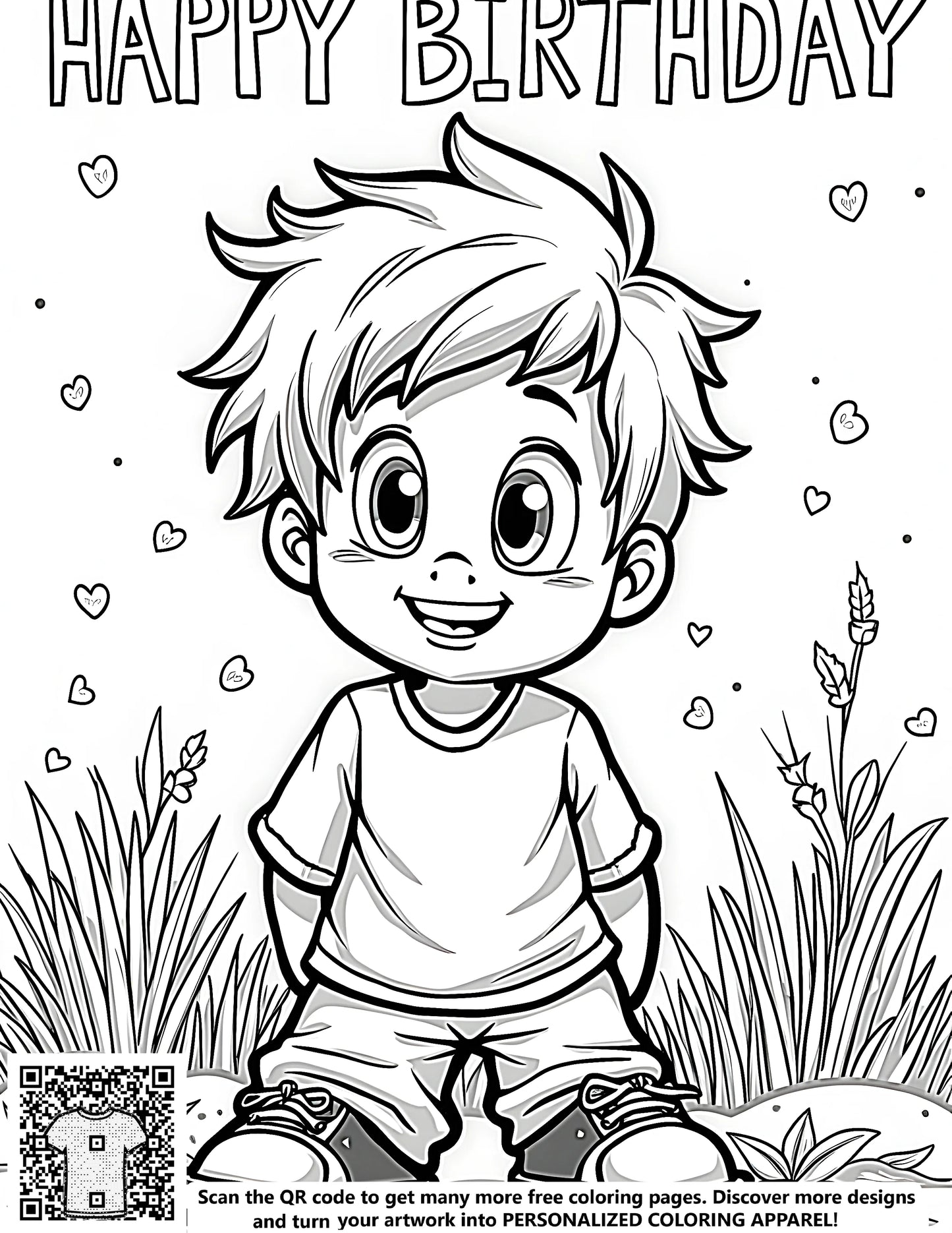 Free coloring page birthday boy kit with 10 fabric markers for kids craft activity