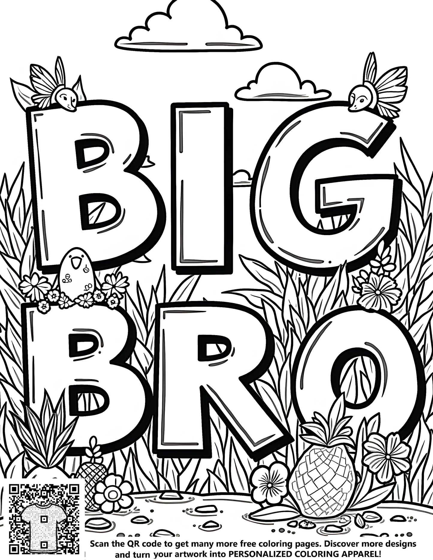 New Baby Boy Big Brother Announcement Coloring Page Kit