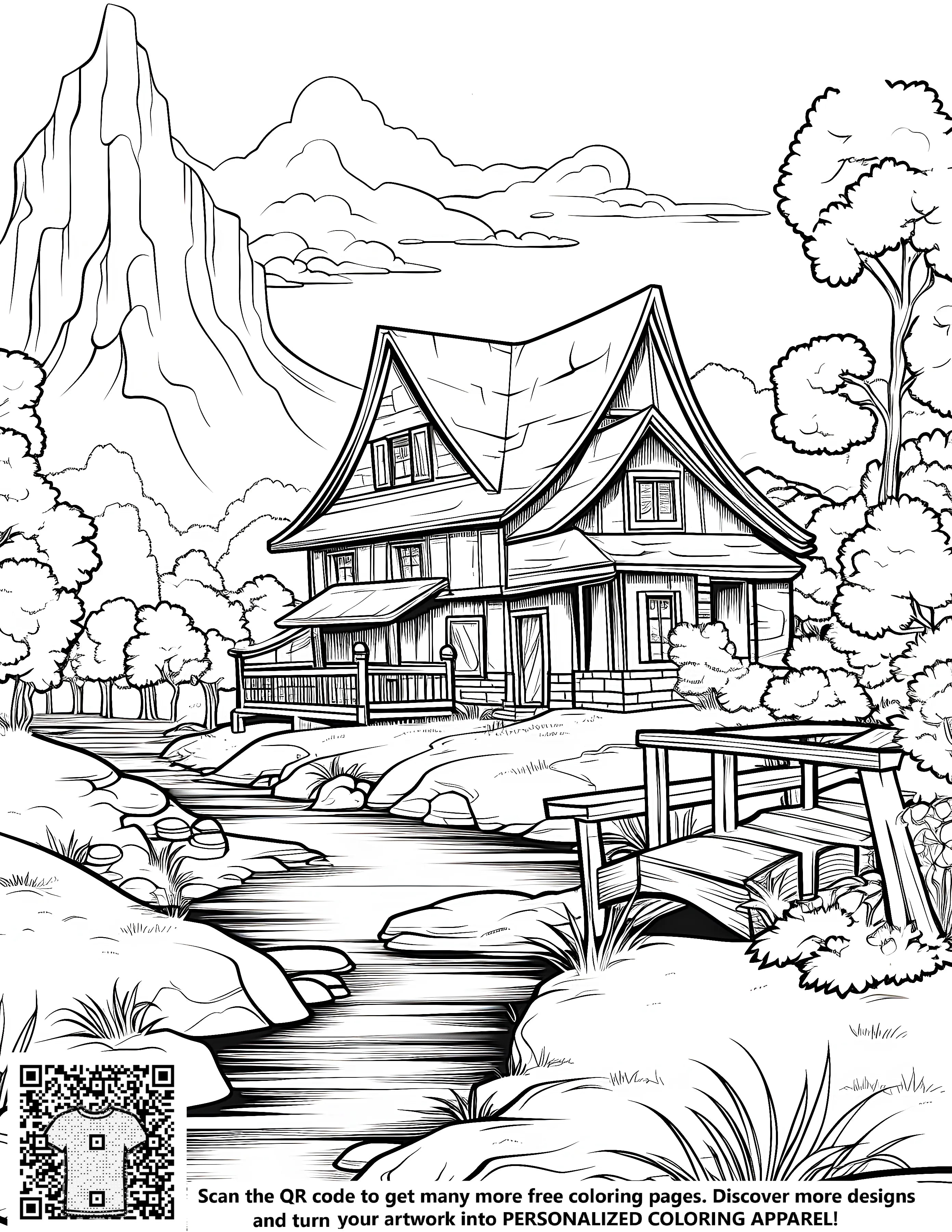FREE Countryside House Coloring Page - Printable Download – Davinci in You
