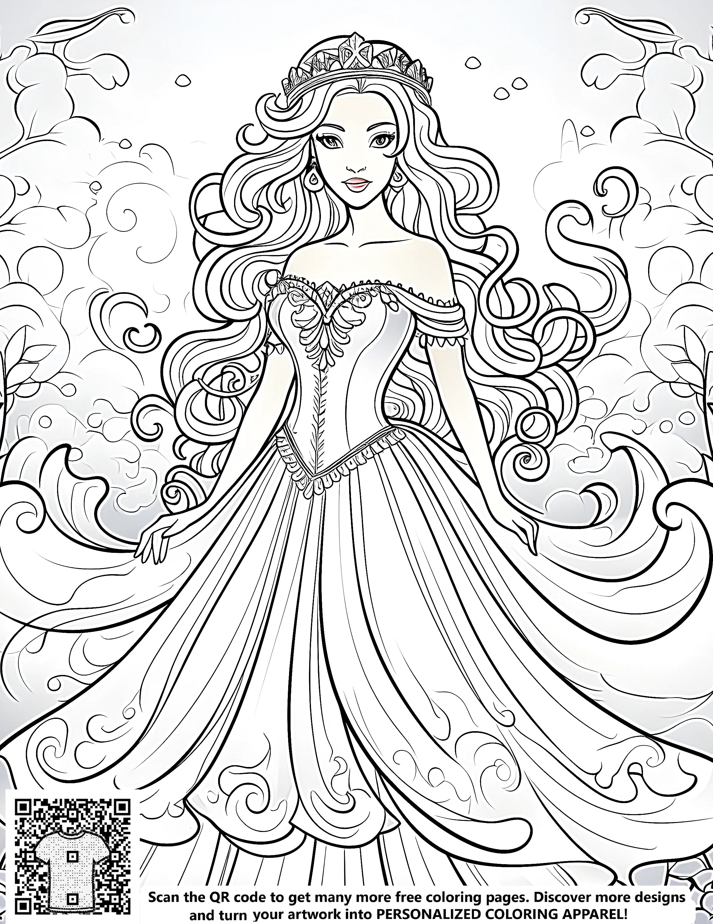 FREE Fantasy Princess Coloring Page - Printable Download – Davinci in You